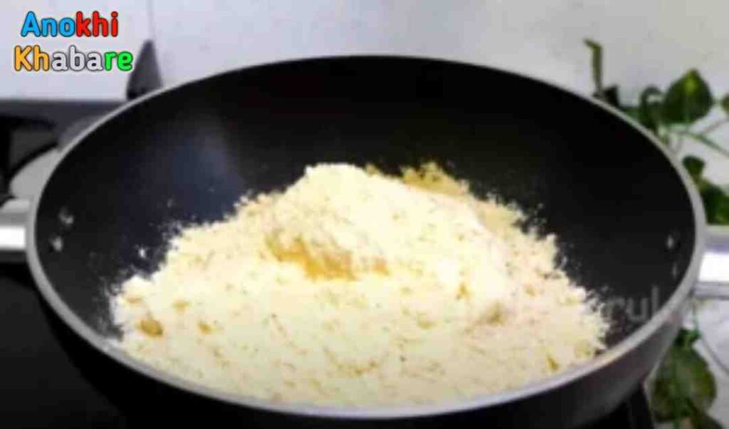 Anokhikhabare.com,Besan Barfi Recipe,Preparation for roasting gram flour