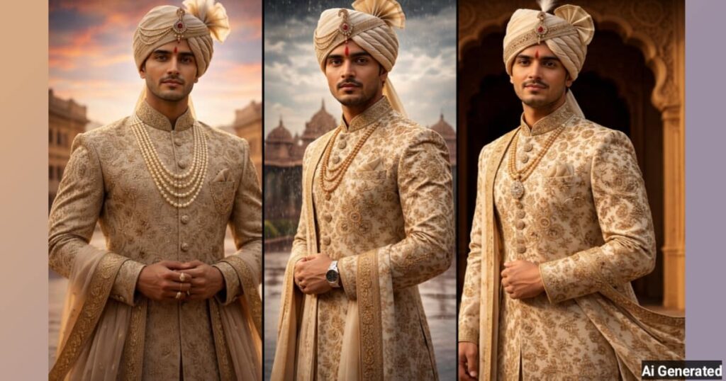 anokhikhabare.com,Groom Sherwani Cinematic AI Prompts