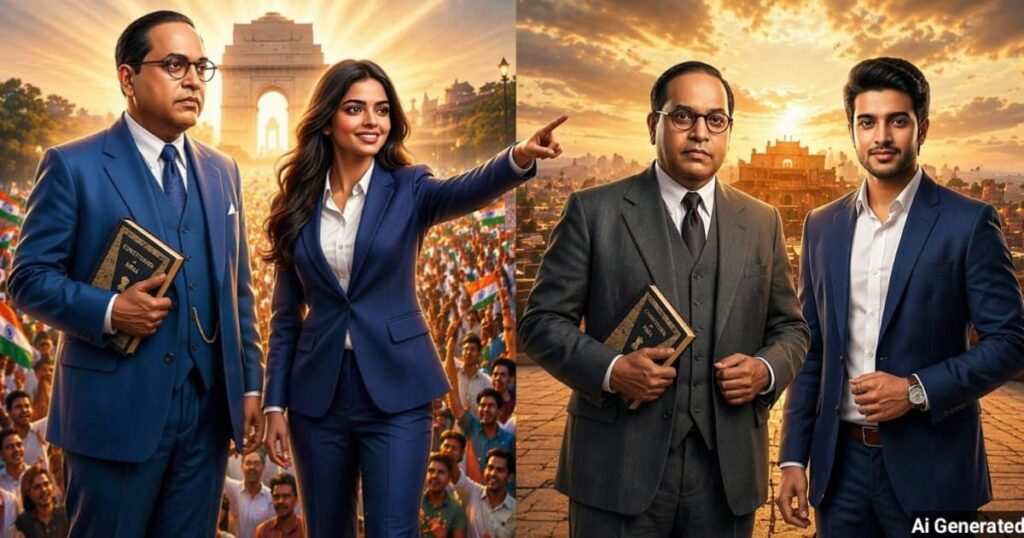 anokhikhabare.com,Ambedkar AI Image Prompt with Boy and Girl