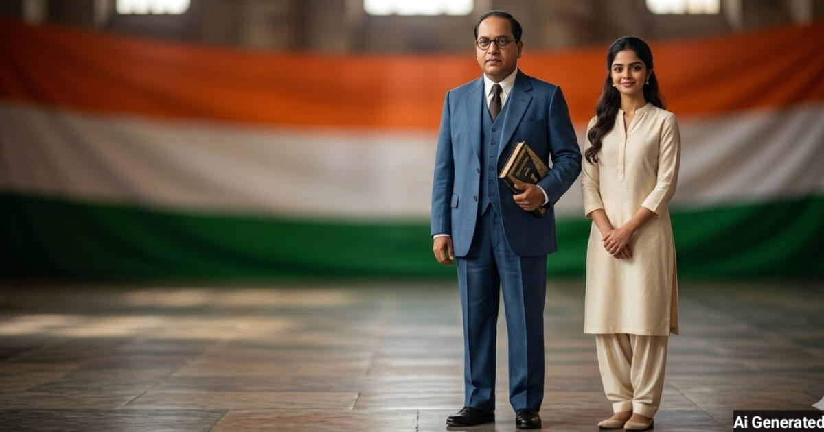 anokhikhabare.com,Ambedkar AI Image Prompt with Boy and Girl - 4